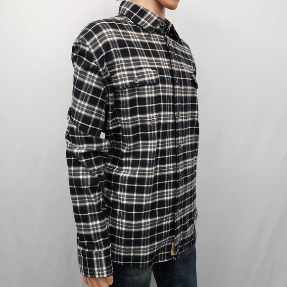 JACHS New York Flannel Shirt Plaid Black White Two Pockets Heavy Men 2XL XXL - Picture 6 of 14